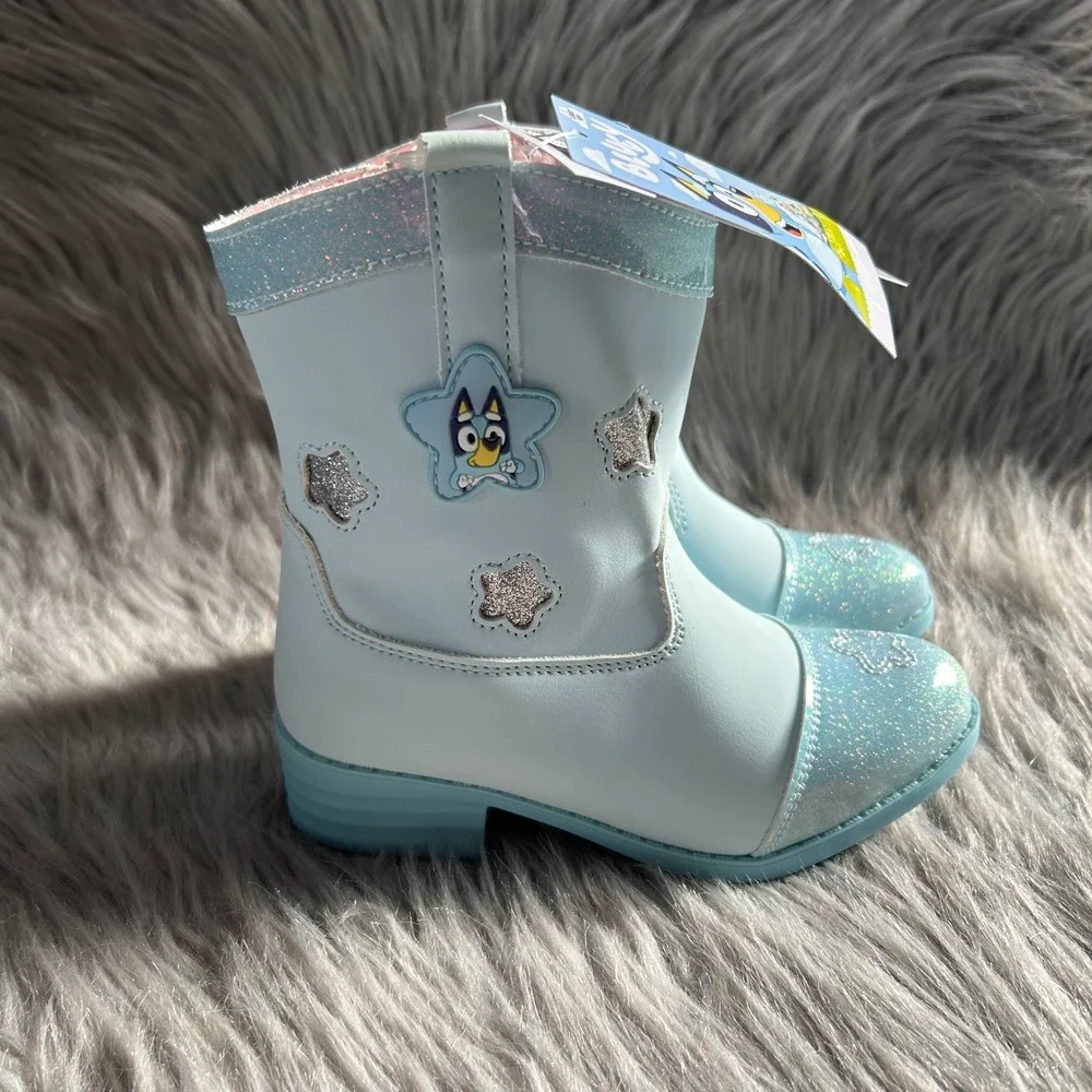 Ground Up Bluey Cowgirl Toddler Girl Size 9 Blue Light Up Shoes Side Zip Pull On